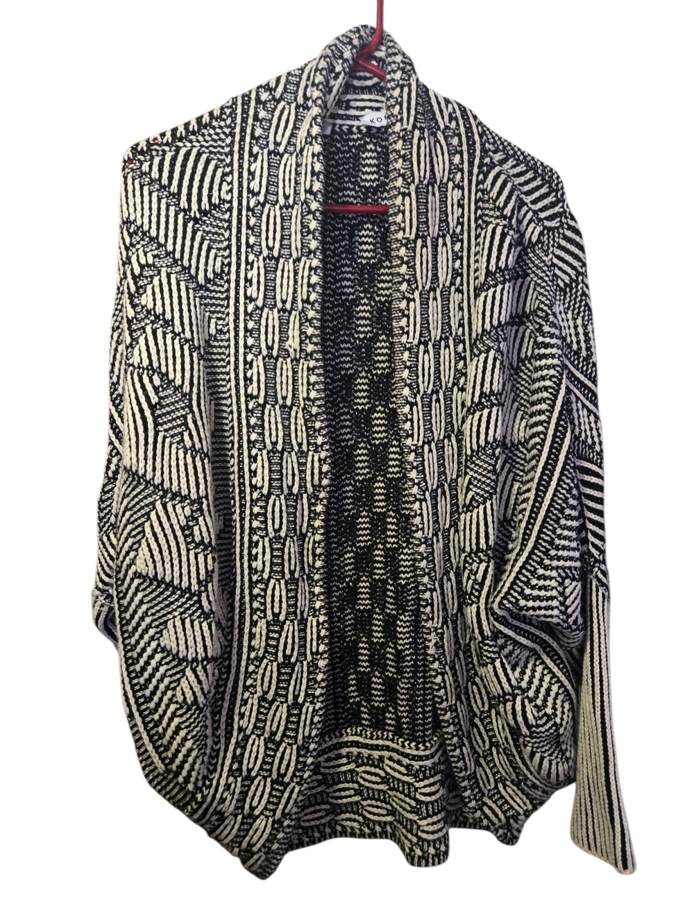 Kontrol, Black & White Chunky Patterned Knit Cardigan